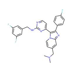 CN(C)Cc1ccn2c(-c3ccnc(NCc4cc(F)cc(F)c4)n3)c(-c3ccc(F)cc3)nc2c1 ZINC000028963680