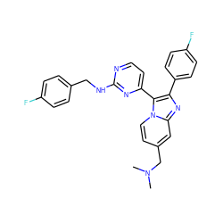 CN(C)Cc1ccn2c(-c3ccnc(NCc4ccc(F)cc4)n3)c(-c3ccc(F)cc3)nc2c1 ZINC000028963696