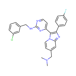 CN(C)Cc1ccn2c(-c3ccnc(NCc4cccc(Cl)c4)n3)c(-c3ccc(F)cc3)nc2c1 ZINC000028963686