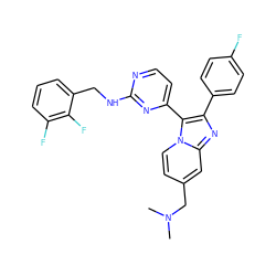 CN(C)Cc1ccn2c(-c3ccnc(NCc4cccc(F)c4F)n3)c(-c3ccc(F)cc3)nc2c1 ZINC000028963586