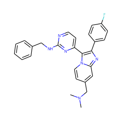 CN(C)Cc1ccn2c(-c3ccnc(NCc4ccccc4)n3)c(-c3ccc(F)cc3)nc2c1 ZINC000036160905