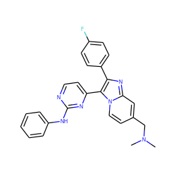 CN(C)Cc1ccn2c(-c3ccnc(Nc4ccccc4)n3)c(-c3ccc(F)cc3)nc2c1 ZINC000028822164