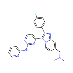 CN(C)Cc1ccn2c(-c3ccnc(Nc4ccccn4)n3)c(-c3ccc(F)cc3)nc2c1 ZINC000028963713