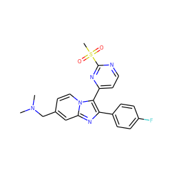 CN(C)Cc1ccn2c(-c3ccnc(S(C)(=O)=O)n3)c(-c3ccc(F)cc3)nc2c1 ZINC000028963755