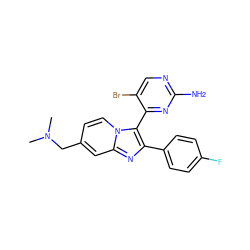 CN(C)Cc1ccn2c(-c3nc(N)ncc3Br)c(-c3ccc(F)cc3)nc2c1 ZINC000028963807