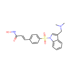 CN(C)Cc1cn(S(=O)(=O)c2ccc(/C=C/C(=O)NO)cc2)c2ccccc12 ZINC001772594301