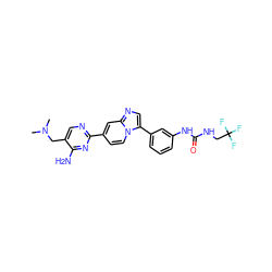 CN(C)Cc1cnc(-c2ccn3c(-c4cccc(NC(=O)NCC(F)(F)F)c4)cnc3c2)nc1N ZINC000169704709