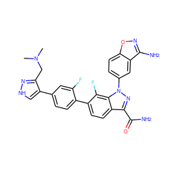 CN(C)Cc1n[nH]cc1-c1ccc(-c2ccc3c(C(N)=O)nn(-c4ccc5onc(N)c5c4)c3c2F)c(F)c1 ZINC000028964215