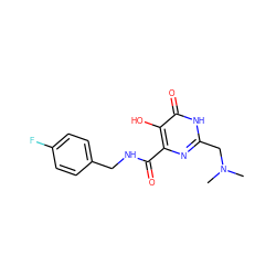 CN(C)Cc1nc(C(=O)NCc2ccc(F)cc2)c(O)c(=O)[nH]1 ZINC000014979607