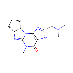 CN(C)Cc1nc2c([nH]1)C(=O)N(C)C1=N[C@@H]3CCC[C@@H]3N12 ZINC000013763723