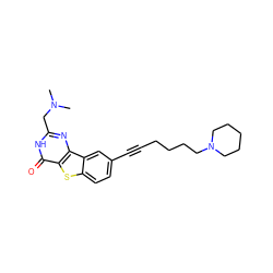 CN(C)Cc1nc2c(sc3ccc(C#CCCCCN4CCCCC4)cc32)c(=O)[nH]1 ZINC000043197141