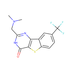 CN(C)Cc1nc2c(sc3ccc(C(F)(F)F)cc32)c(=O)[nH]1 ZINC000045317076