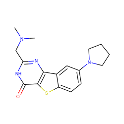 CN(C)Cc1nc2c(sc3ccc(N4CCCC4)cc32)c(=O)[nH]1 ZINC000043197142