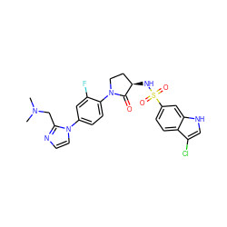 CN(C)Cc1nccn1-c1ccc(N2CC[C@@H](NS(=O)(=O)c3ccc4c(Cl)c[nH]c4c3)C2=O)c(F)c1 ZINC000029130715