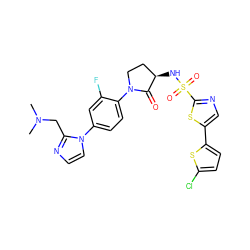 CN(C)Cc1nccn1-c1ccc(N2CC[C@@H](NS(=O)(=O)c3ncc(-c4ccc(Cl)s4)s3)C2=O)c(F)c1 ZINC000029130553