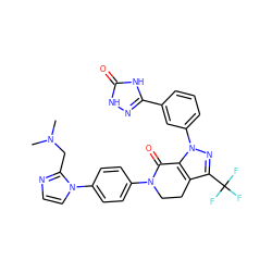 CN(C)Cc1nccn1-c1ccc(N2CCc3c(C(F)(F)F)nn(-c4cccc(-c5n[nH]c(=O)[nH]5)c4)c3C2=O)cc1 ZINC000001494455