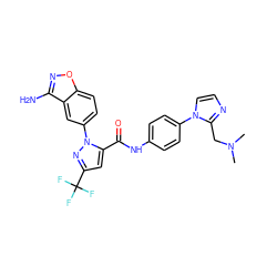 CN(C)Cc1nccn1-c1ccc(NC(=O)c2cc(C(F)(F)F)nn2-c2ccc3onc(N)c3c2)cc1 ZINC000034251981