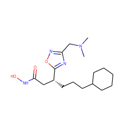 CN(C)Cc1noc([C@H](CCCC2CCCCC2)CC(=O)NO)n1 ZINC000028701855