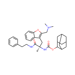 CN(C)Cc1oc2ccccc2c1C[C@@](C)(NC(=O)OC1C2CC3CC(C2)CC1C3)C(=O)NCCc1ccccc1 ZINC000026153008