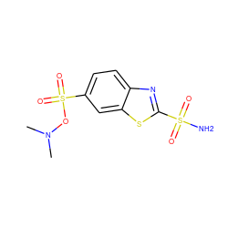 CN(C)OS(=O)(=O)c1ccc2nc(S(N)(=O)=O)sc2c1 ZINC000040455083