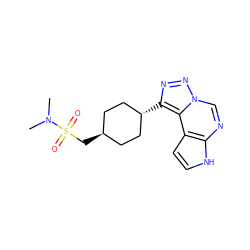 CN(C)S(=O)(=O)C[C@H]1CC[C@H](c2nnn3cnc4[nH]ccc4c23)CC1 ZINC001772613845