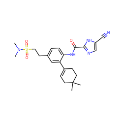 CN(C)S(=O)(=O)CCc1ccc(NC(=O)c2ncc(C#N)[nH]2)c(C2=CCC(C)(C)CC2)c1 ZINC000169701080