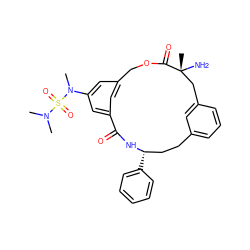 CN(C)S(=O)(=O)N(C)c1cc2cc(c1)C(=O)N[C@@H](c1ccccc1)CCc1cccc(c1)C[C@@](C)(N)C(=O)OC2 ZINC000028950039