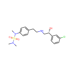 CN(C)S(=O)(=O)N(C)c1ccc(CCNC[C@H](O)c2cccc(Cl)c2)cc1 ZINC000026962049