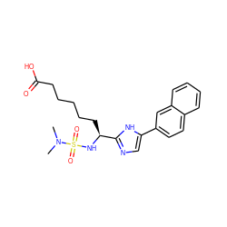 CN(C)S(=O)(=O)N[C@@H](CCCCCC(=O)O)c1ncc(-c2ccc3ccccc3c2)[nH]1 ZINC000035975452