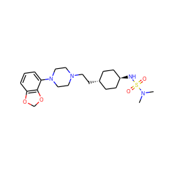 CN(C)S(=O)(=O)N[C@H]1CC[C@H](CCN2CCN(c3cccc4c3OCO4)CC2)CC1 ZINC000261153783