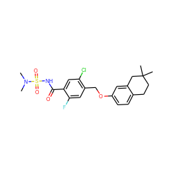 CN(C)S(=O)(=O)NC(=O)c1cc(Cl)c(COc2ccc3c(c2)CC(C)(C)CC3)cc1F ZINC000216205186
