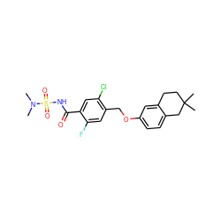 CN(C)S(=O)(=O)NC(=O)c1cc(Cl)c(COc2ccc3c(c2)CCC(C)(C)C3)cc1F ZINC000261114834