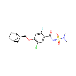 CN(C)S(=O)(=O)NC(=O)c1cc(Cl)c(OC[C@H]2C[C@H]3CC[C@H]2C3)cc1F ZINC000261192482