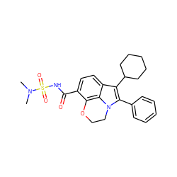 CN(C)S(=O)(=O)NC(=O)c1ccc2c(C3CCCCC3)c(-c3ccccc3)n3c2c1OCC3 ZINC000118541682