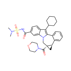 CN(C)S(=O)(=O)NC(=O)c1ccc2c(C3CCCCC3)c3n(c2c1)C[C@]1(C(=O)N2CCOCC2)C[C@@H]1c1ccccc1-3 ZINC000060122380