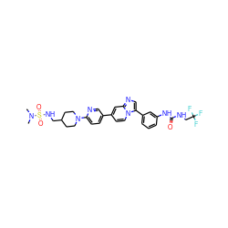 CN(C)S(=O)(=O)NCC1CCN(c2ccc(-c3ccn4c(-c5cccc(NC(=O)NCC(F)(F)F)c5)cnc4c3)cn2)CC1 ZINC000150336825