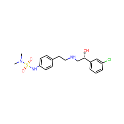 CN(C)S(=O)(=O)Nc1ccc(CCNC[C@H](O)c2cccc(Cl)c2)cc1 ZINC000026961827