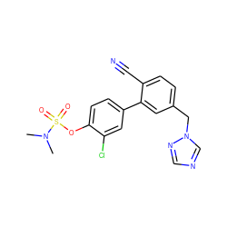 CN(C)S(=O)(=O)Oc1ccc(-c2cc(Cn3cncn3)ccc2C#N)cc1Cl ZINC000045367325