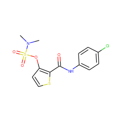 CN(C)S(=O)(=O)Oc1ccsc1C(=O)Nc1ccc(Cl)cc1 ZINC000003125271