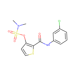 CN(C)S(=O)(=O)Oc1ccsc1C(=O)Nc1cccc(Cl)c1 ZINC000003125288