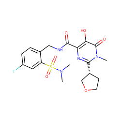 CN(C)S(=O)(=O)c1cc(F)ccc1CNC(=O)c1nc([C@@H]2CCOC2)n(C)c(=O)c1O ZINC000198851581