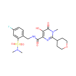 CN(C)S(=O)(=O)c1cc(F)ccc1CNC(=O)c1nc(C2CCOCC2)n(C)c(=O)c1O ZINC000198797040