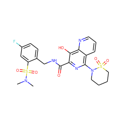 CN(C)S(=O)(=O)c1cc(F)ccc1CNC(=O)c1nc(N2CCCCS2(=O)=O)c2cccnc2c1O ZINC000028895793