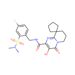 CN(C)S(=O)(=O)c1cc(F)ccc1CNC(=O)c1nc2n(c(=O)c1O)CCCC21CCCC1 ZINC000035903113