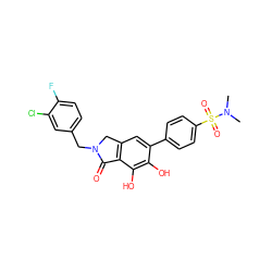 CN(C)S(=O)(=O)c1ccc(-c2cc3c(c(O)c2O)C(=O)N(Cc2ccc(F)c(Cl)c2)C3)cc1 ZINC000095559054