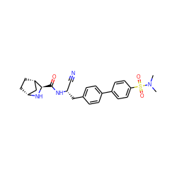 CN(C)S(=O)(=O)c1ccc(-c2ccc(C[C@@H](C#N)NC(=O)[C@H]3N[C@@H]4CC[C@H]3C4)cc2)cc1 ZINC000221947133