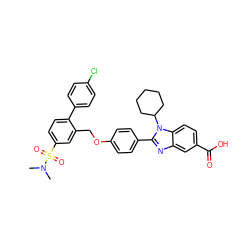 CN(C)S(=O)(=O)c1ccc(-c2ccc(Cl)cc2)c(COc2ccc(-c3nc4cc(C(=O)O)ccc4n3C3CCCCC3)cc2)c1 ZINC000049778232