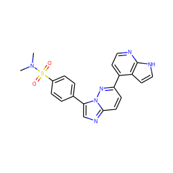 CN(C)S(=O)(=O)c1ccc(-c2cnc3ccc(-c4ccnc5[nH]ccc45)nn23)cc1 ZINC000299841402