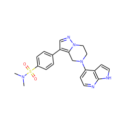 CN(C)S(=O)(=O)c1ccc(-c2cnn3c2CN(c2ccnc4[nH]ccc24)CC3)cc1 ZINC000299830630