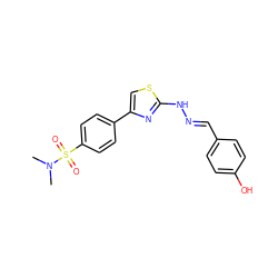 CN(C)S(=O)(=O)c1ccc(-c2csc(N/N=C/c3ccc(O)cc3)n2)cc1 ZINC000004888619